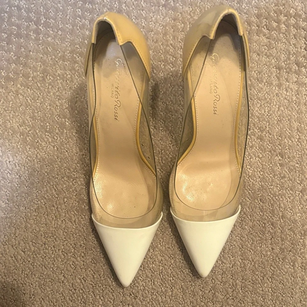 Gianvito Rossi Tan and White Heels - Picture 3 of 6